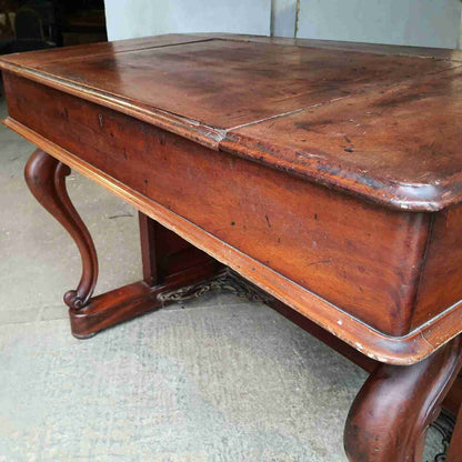 antique victorian mahogany panelled clerks desk table cabriole legs lift lid