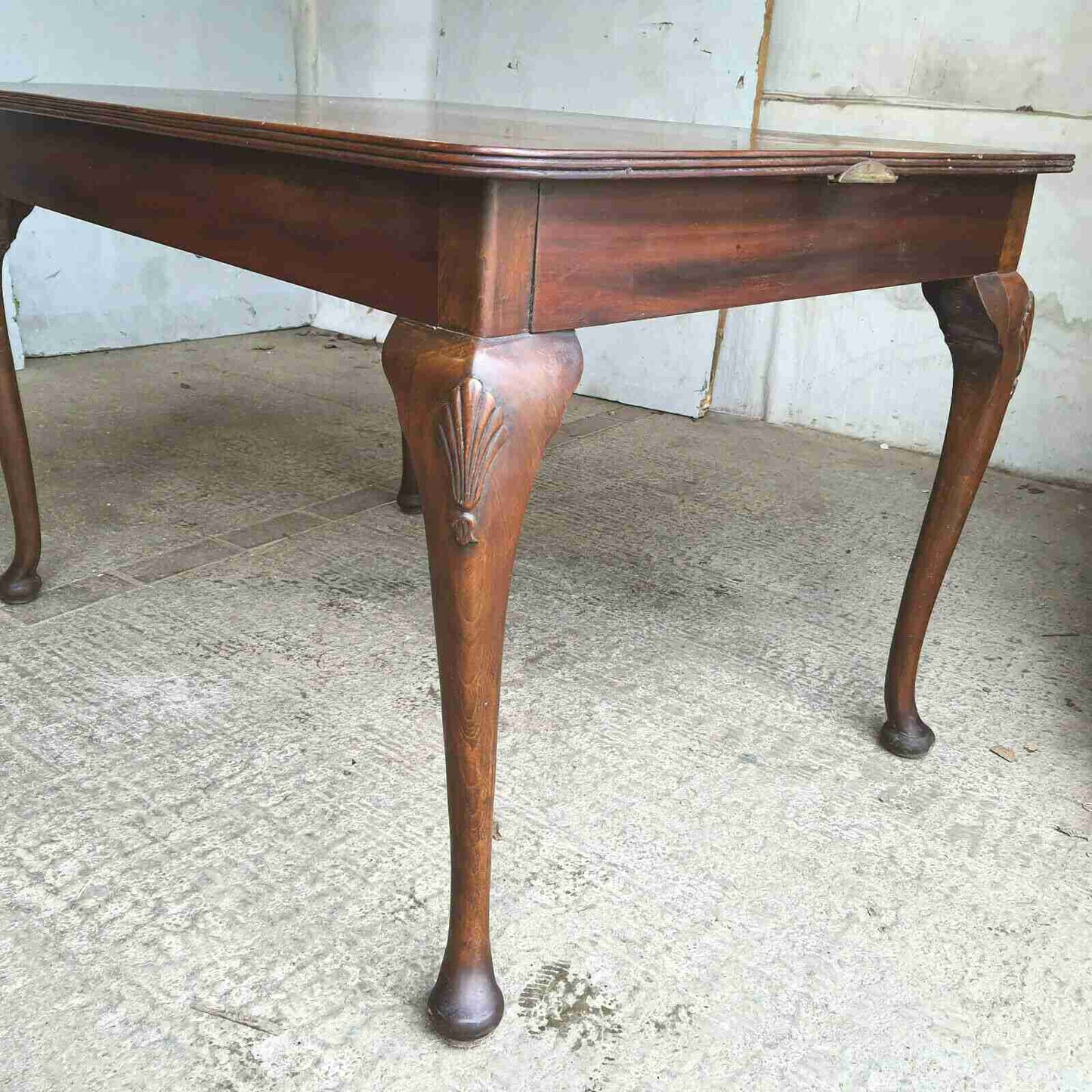 antique 1920's mahogany extending 1 leaf dining table table cabriole legs seat 8