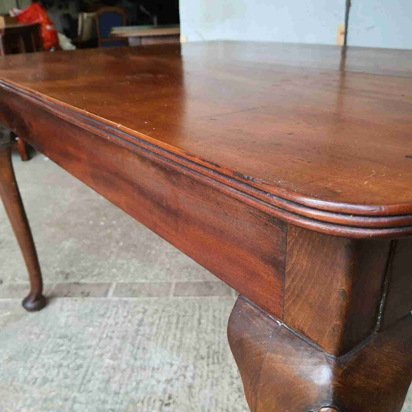 antique 1920's mahogany extending 1 leaf dining table table cabriole legs seat 8