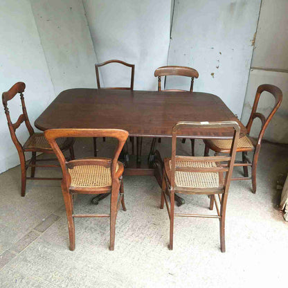 antique Georgian mahogany rectangular tilt top dining table quad legs castors 6