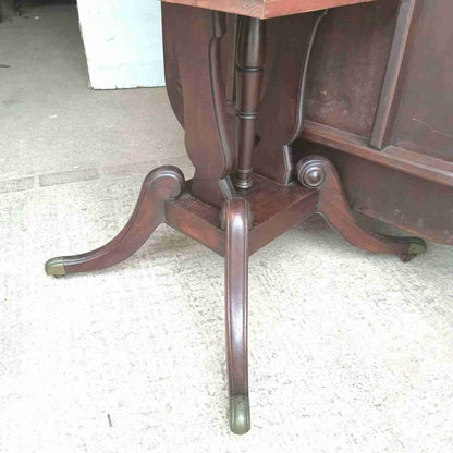 antique Georgian mahogany rectangular tilt top dining table quad legs castors 6