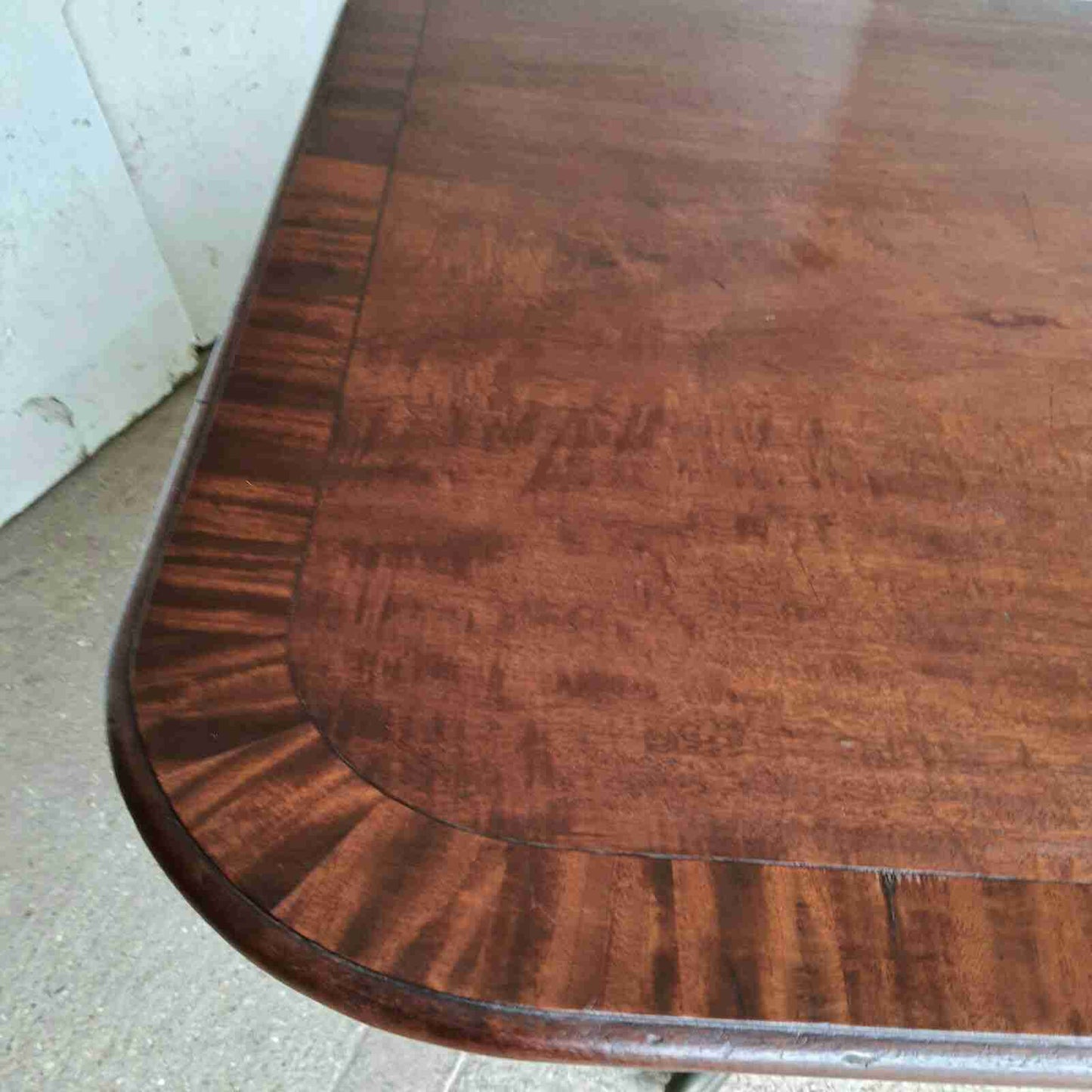 antique Georgian mahogany rectangular tilt top dining table quad legs castors 6