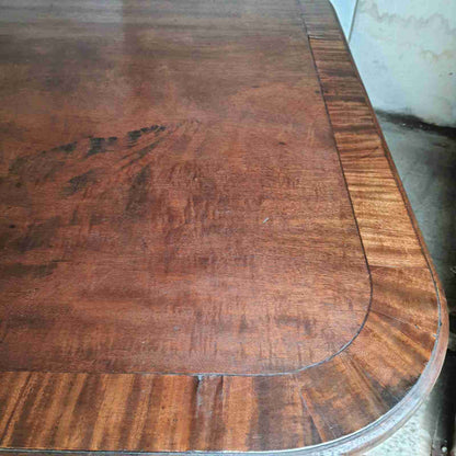 antique Georgian mahogany rectangular tilt top dining table quad legs castors 6