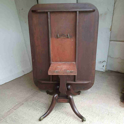 antique Georgian mahogany rectangular tilt top dining table quad legs castors 6