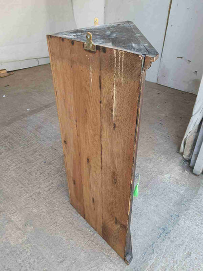antique Georgian oak single door corner cabinet serpentine shelves cupboard