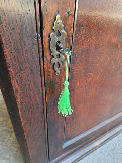 antique Georgian oak single door corner cabinet serpentine shelves cupboard