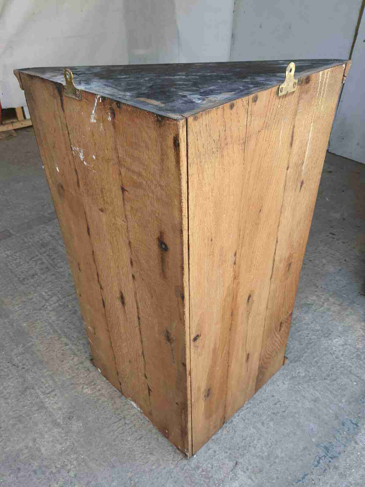 antique Georgian oak single door corner cabinet serpentine shelves cupboard