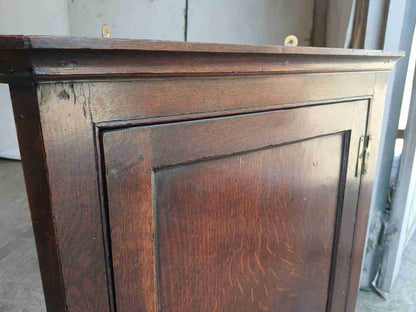antique Georgian oak single door corner cabinet serpentine shelves cupboard