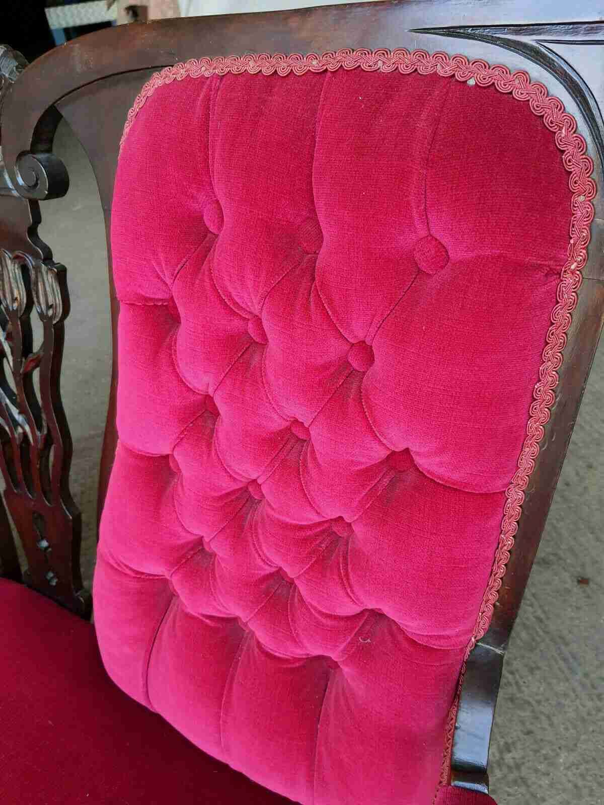 antique art nouveau 2 seat wood frame mahogany sofa cabriole legs castors settee