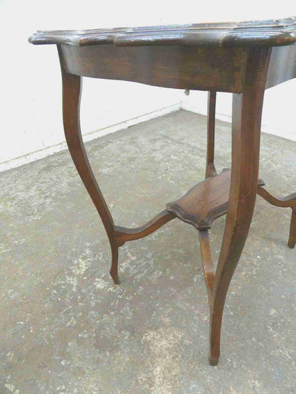 Antique Edwardian 2 tier crimped edged side table