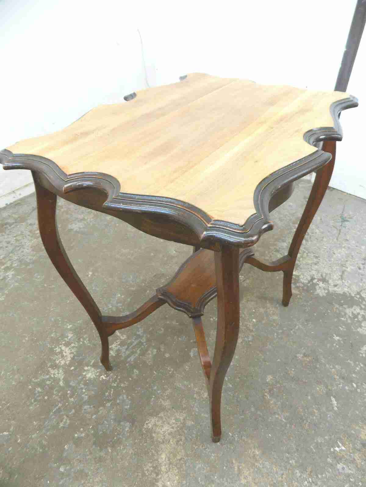 Antique Edwardian 2 tier crimped edged side table