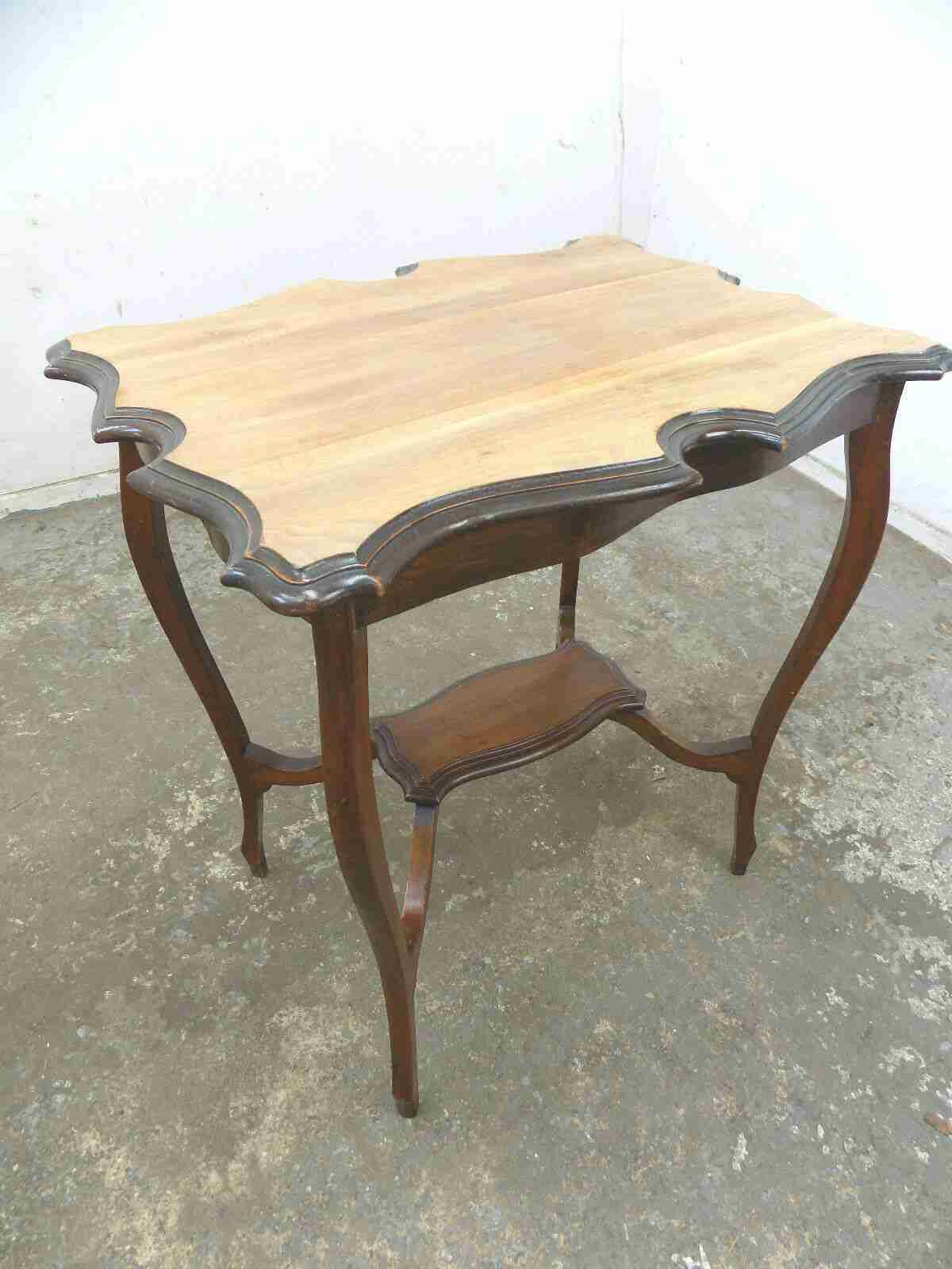 Antique Edwardian 2 tier crimped edged side table