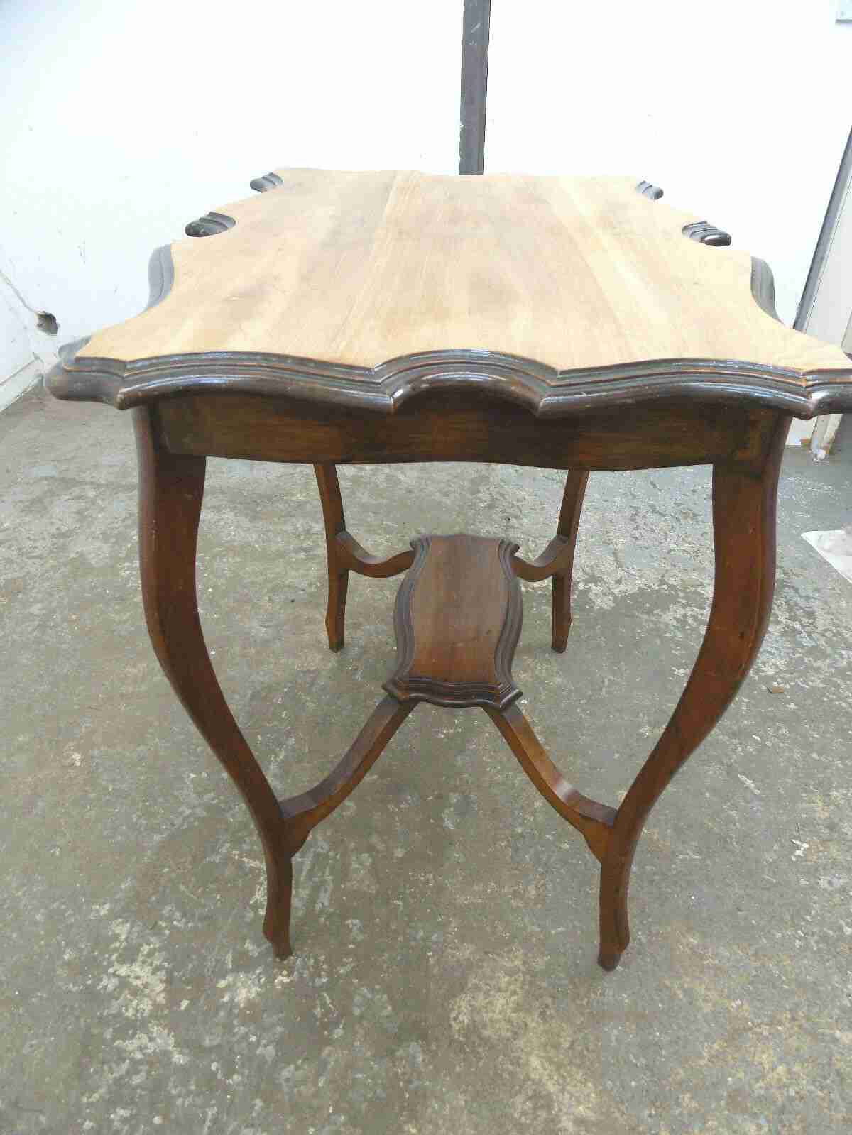 Antique Edwardian 2 tier crimped edged side table