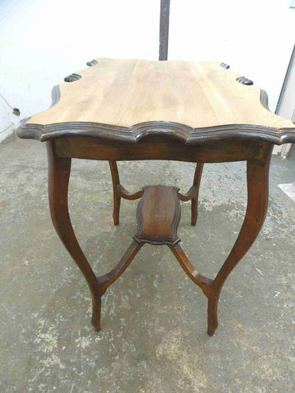 Antique Edwardian 2 tier crimped edged side table
