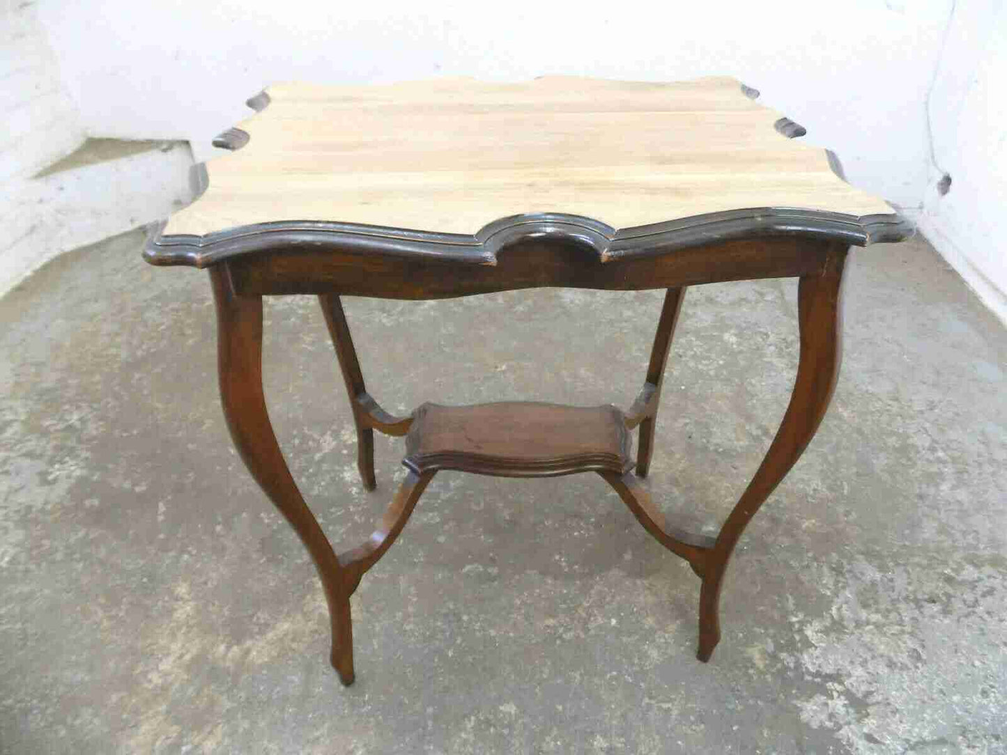 Antique Edwardian 2 tier crimped edged side table