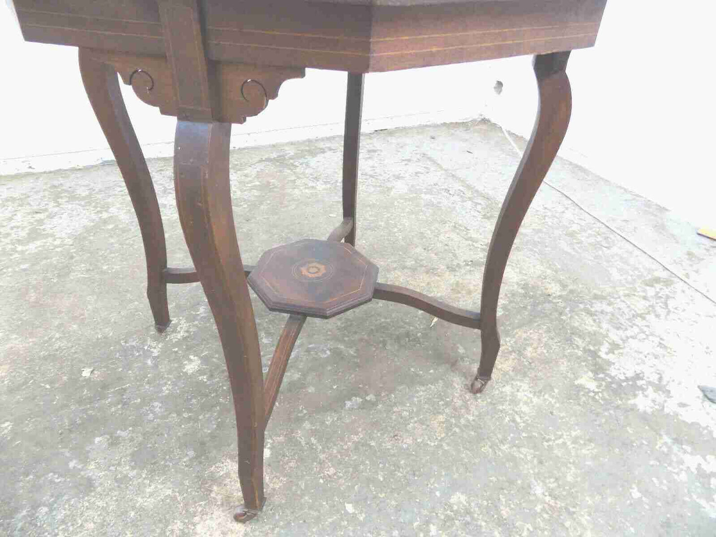 Antique Edwardian octagonal 2 tier inlaid occasional table