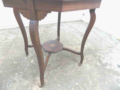Antique Edwardian octagonal 2 tier inlaid occasional table