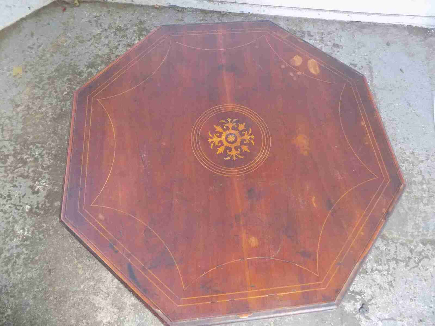 Antique Edwardian octagonal 2 tier inlaid occasional table