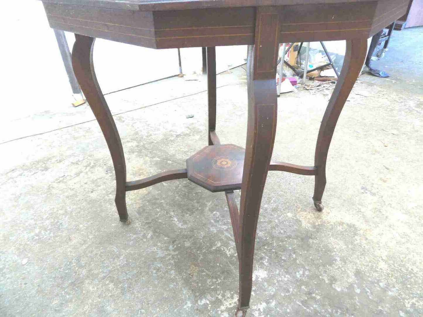 Antique Edwardian octagonal 2 tier inlaid occasional table