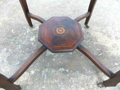 Antique Edwardian octagonal 2 tier inlaid occasional table