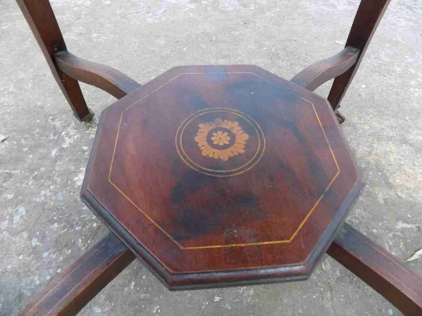 Antique Edwardian octagonal 2 tier inlaid occasional table