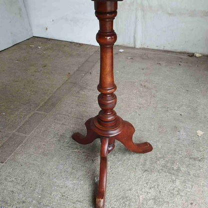 antique elm side end table pedestal table tripod base curved rectangular top