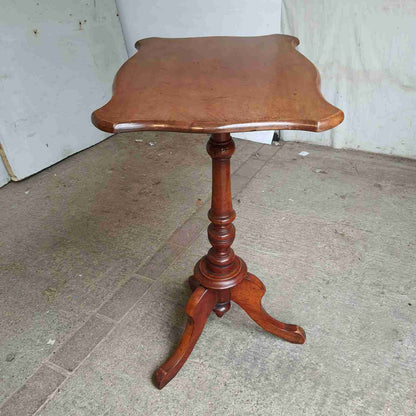 antique elm side end table pedestal table tripod base curved rectangular top