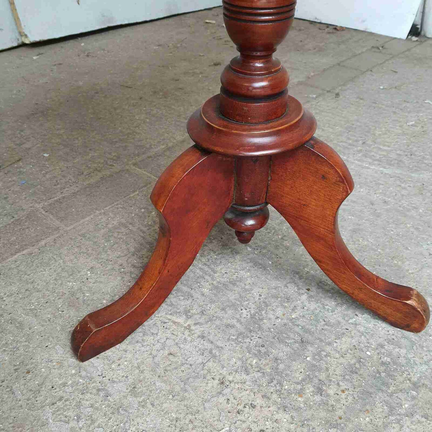 antique elm side end table pedestal table tripod base curved rectangular top