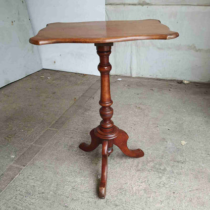 antique elm side end table pedestal table tripod base curved rectangular top