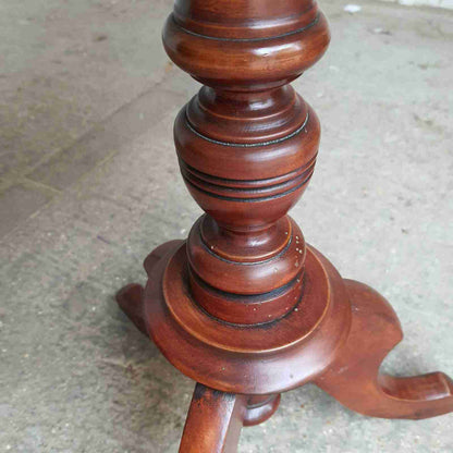 antique elm side end table pedestal table tripod base curved rectangular top