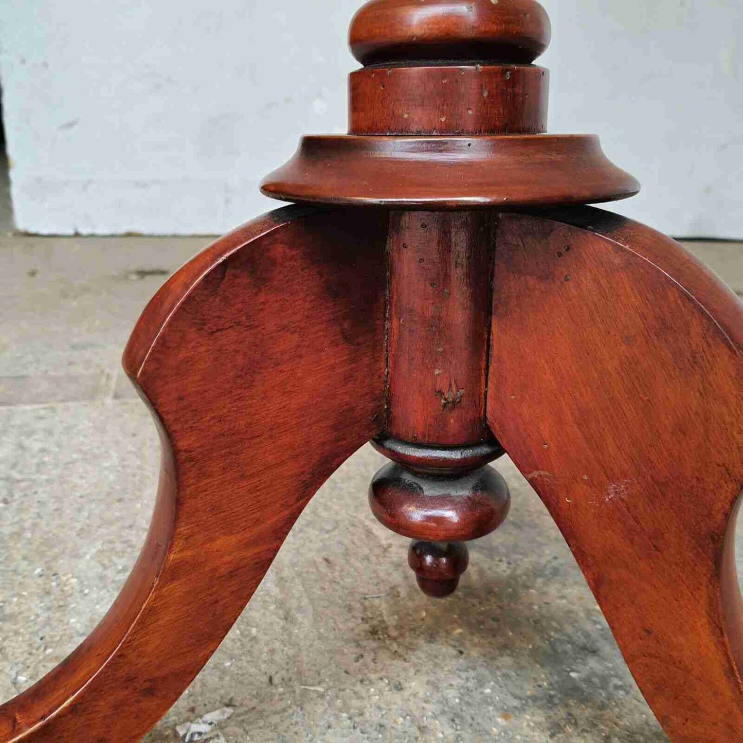 antique elm side end table pedestal table tripod base curved rectangular top