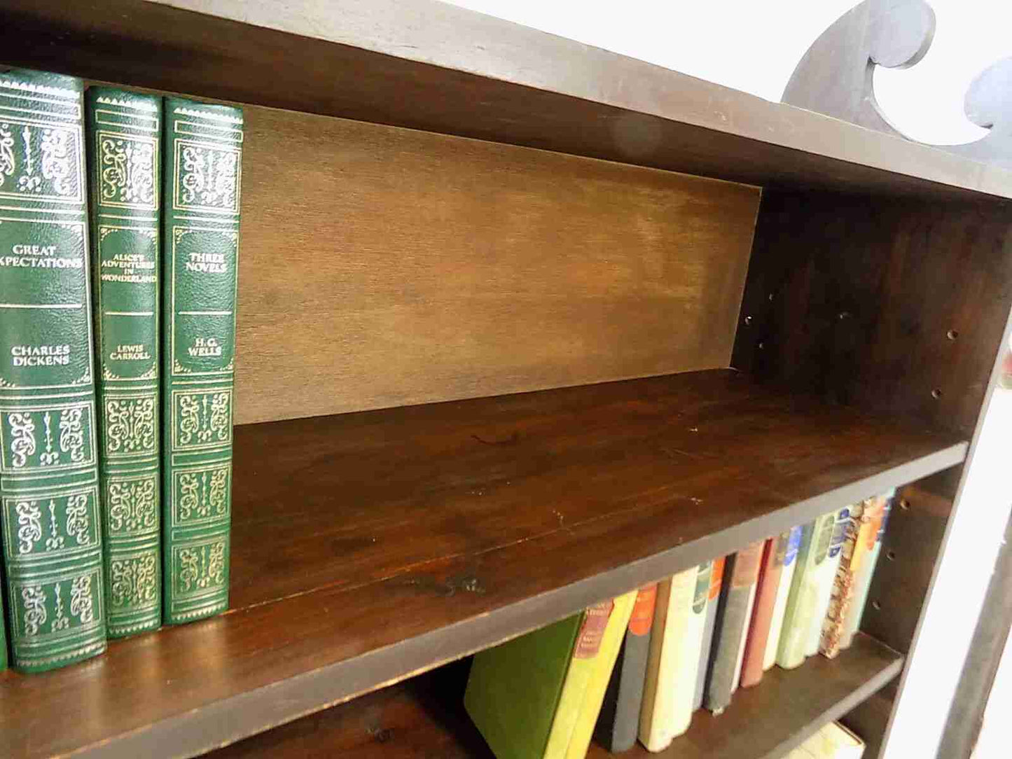 Antique freestanding Edwardian large mahogany open front bookcase