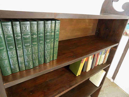 Antique freestanding Edwardian large mahogany open front bookcase