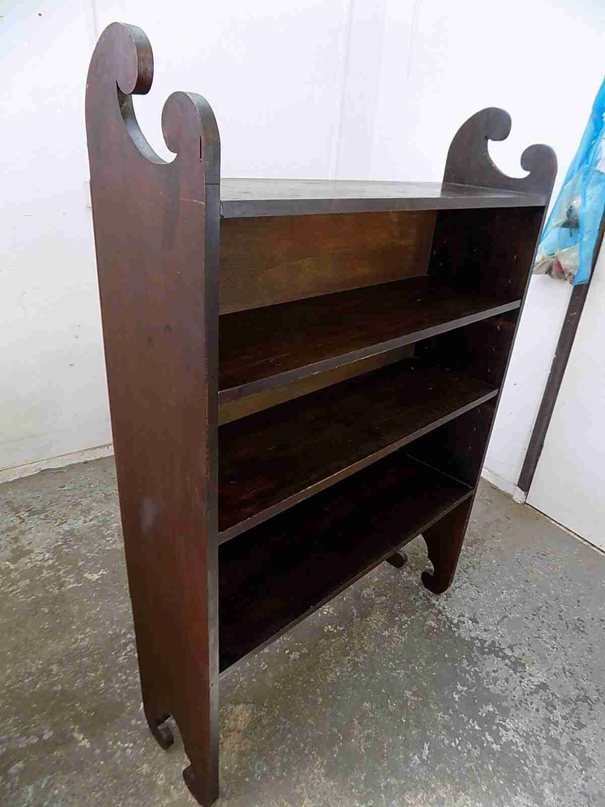 Antique freestanding Edwardian large mahogany open front bookcase