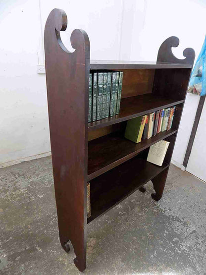 Antique freestanding Edwardian large mahogany open front bookcase