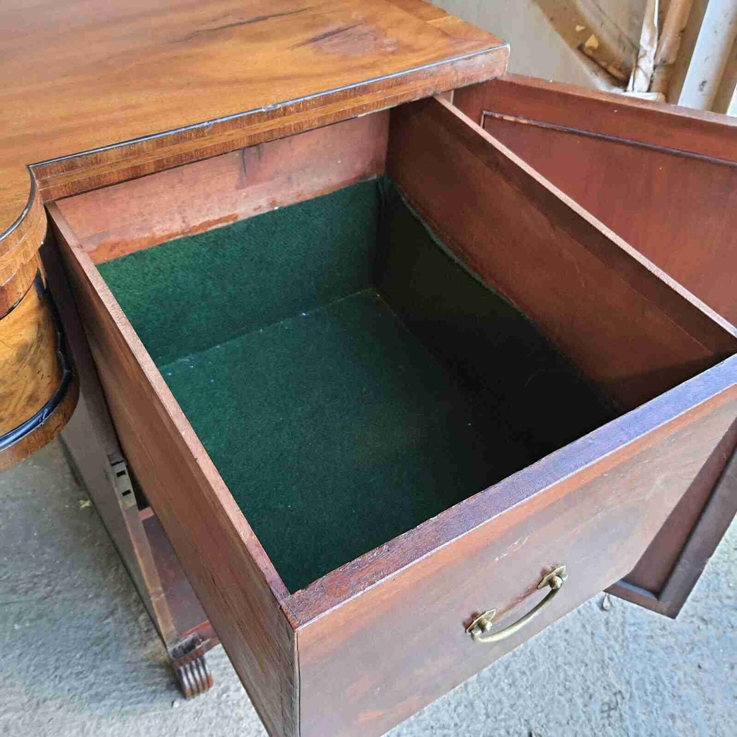 antique georgian mahogany breakfront sideboard 2 doors drawer cupboard shelves