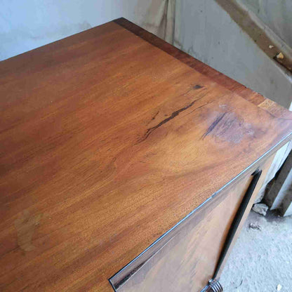 antique georgian mahogany breakfront sideboard 2 doors drawer cupboard shelves