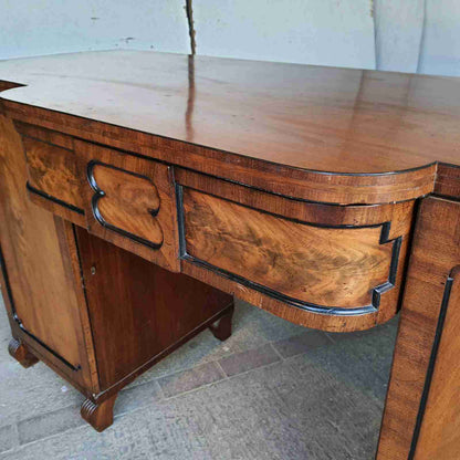 antique georgian mahogany breakfront sideboard 2 doors drawer cupboard shelves