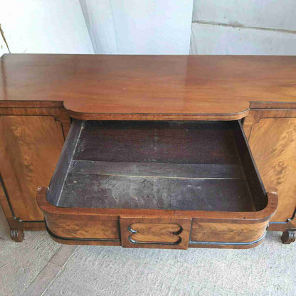antique georgian mahogany breakfront sideboard 2 doors drawer cupboard shelves