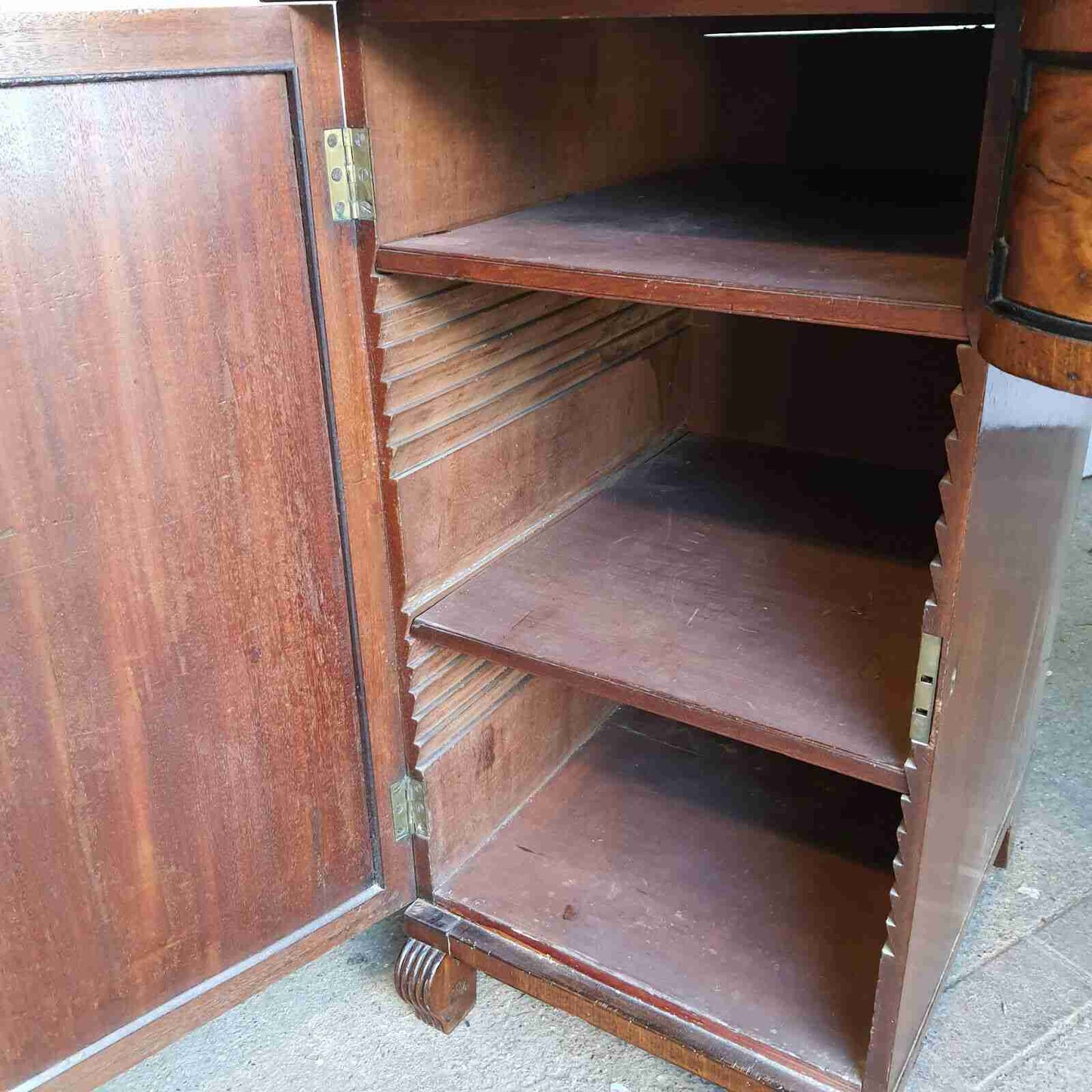 antique georgian mahogany breakfront sideboard 2 doors drawer cupboard shelves