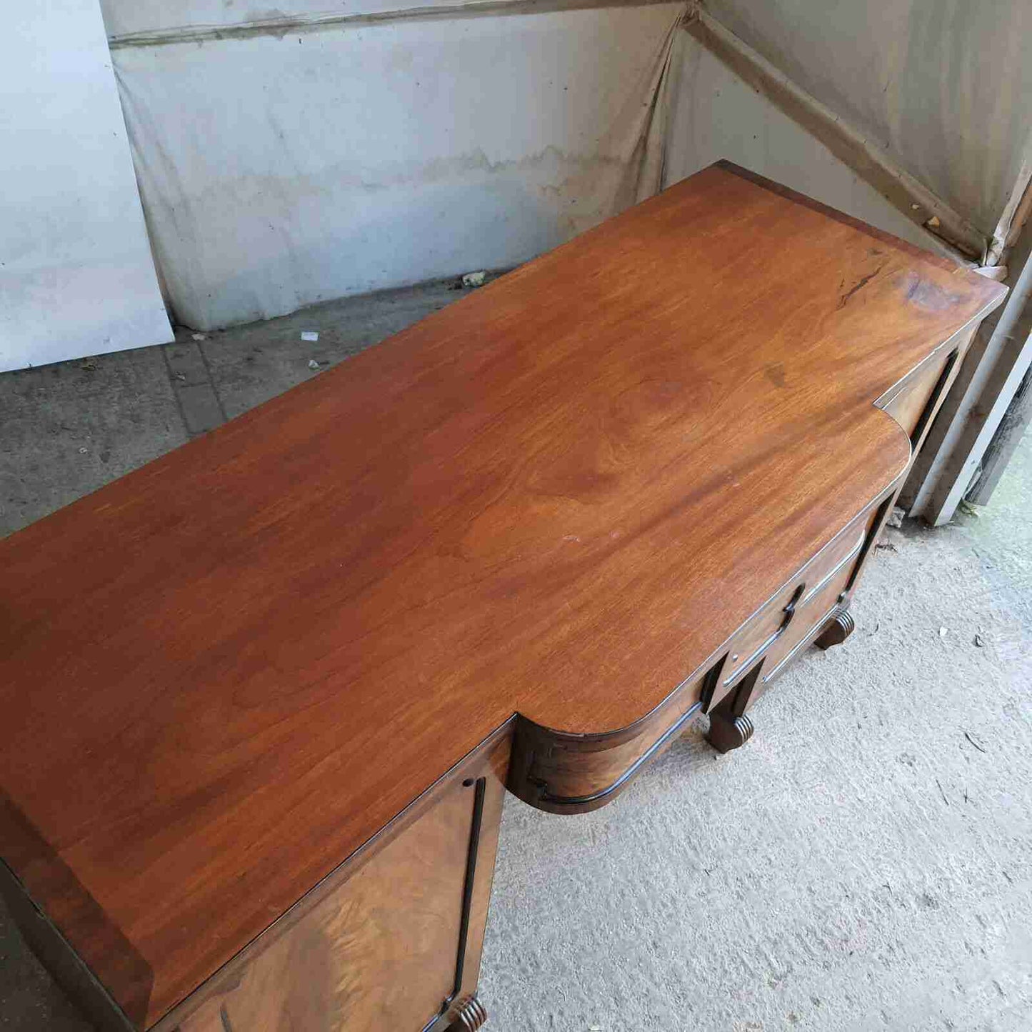 antique georgian mahogany breakfront sideboard 2 doors drawer cupboard shelves