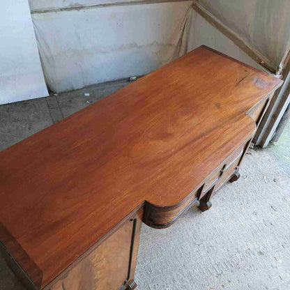 antique georgian mahogany breakfront sideboard 2 doors drawer cupboard shelves