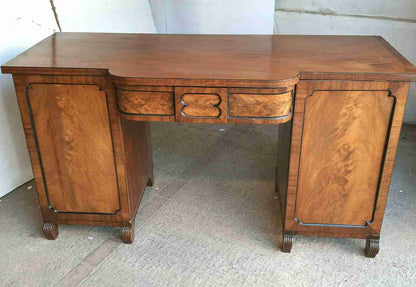 antique georgian mahogany breakfront sideboard 2 doors drawer cupboard shelves