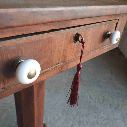 antique georgian mahogany pedestal quad base end side table drawer pot handles