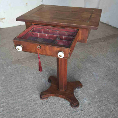 antique georgian mahogany pedestal quad base end side table drawer pot handles