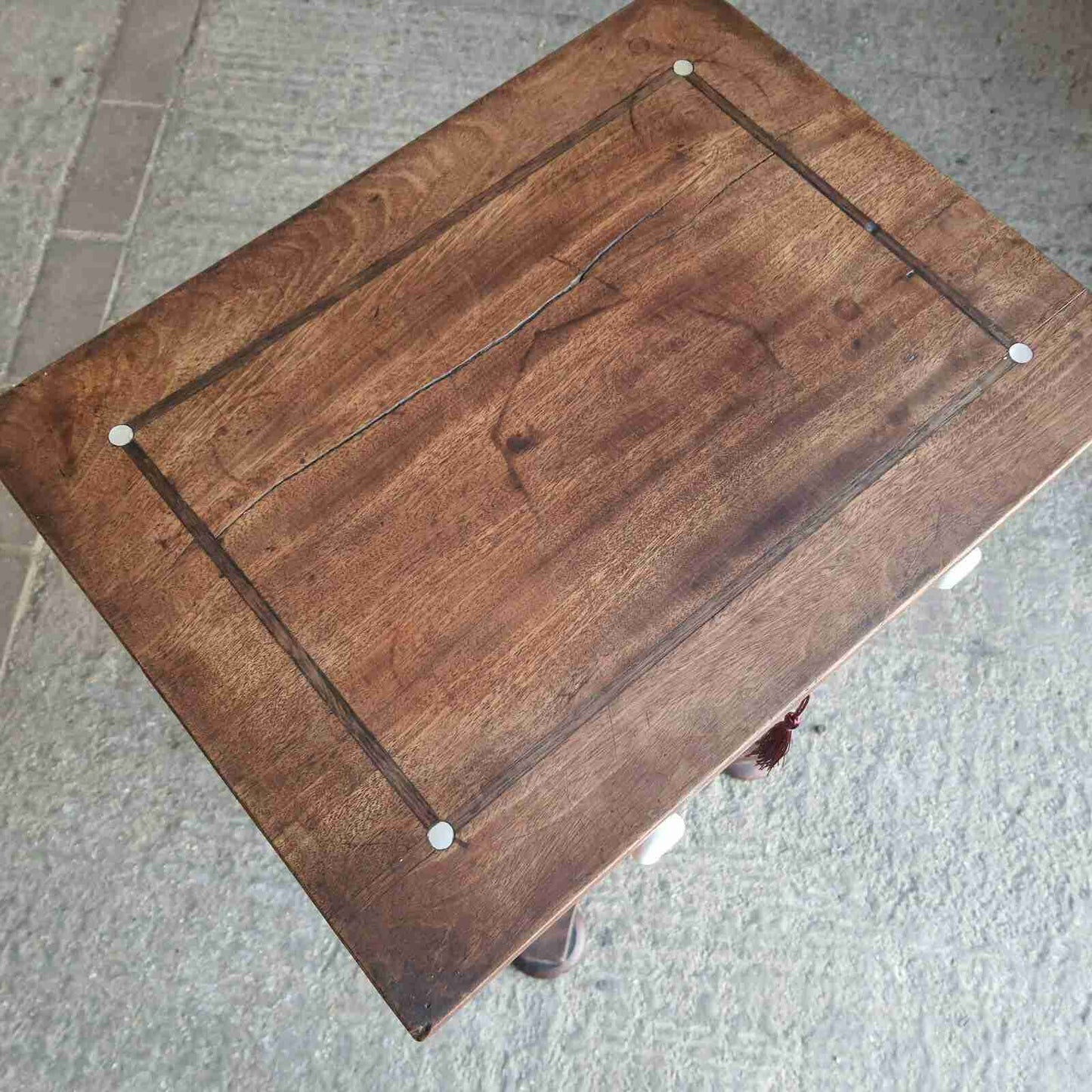 antique georgian mahogany pedestal quad base end side table drawer pot handles