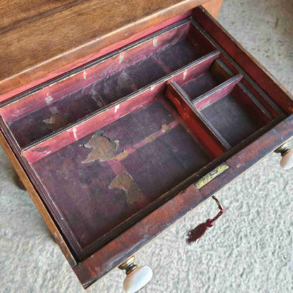 antique georgian mahogany pedestal quad base end side table drawer pot handles