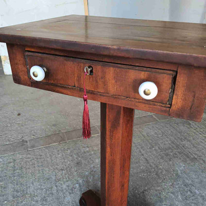 antique georgian mahogany pedestal quad base end side table drawer pot handles