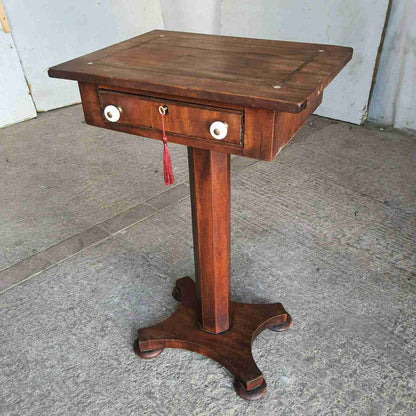 antique georgian mahogany pedestal quad base end side table drawer pot handles