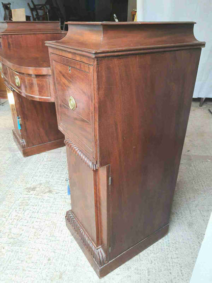 antique georgian pedestal mahogany bow sideboard drawers cupboard ice drawer